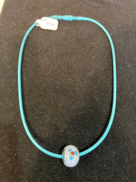 Aqua/White Beads Necklace