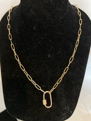 Metal Gold Links Pave Necklace
