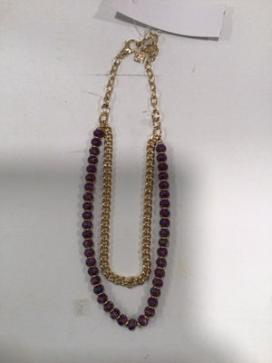 14k Gold Purple Beaded Necklace