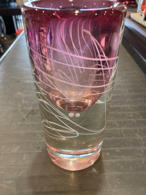 Original Pink/White Glass Signed Vase