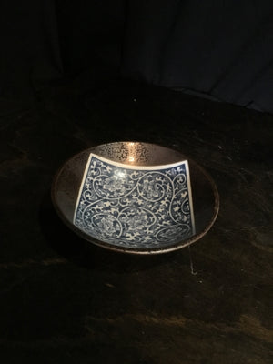 Floral Blue/White Ceramic Tile Bowl