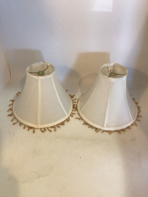 Pair Cream Beaded Lamp Shade