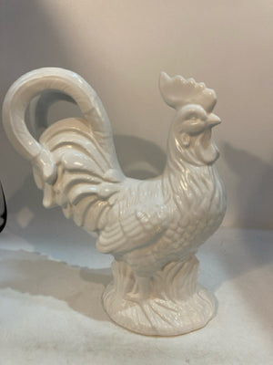 White Ceramic Rooster Statue