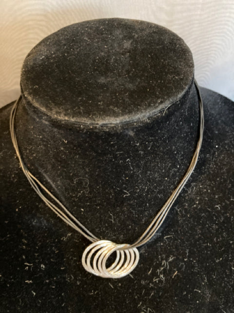 Silver/Black Ring Necklace