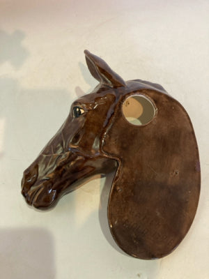 Hanging Brown Ceramic Horse Head Painted Figurine