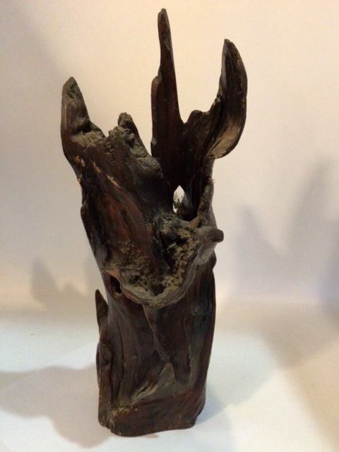 Original Brown Wood Log Owl Sculpture