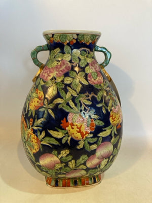 Blue/Multi Porcelain Floral Vase
