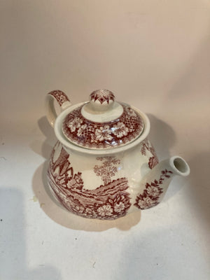 Sadler Vintage White/Red Tea Pot