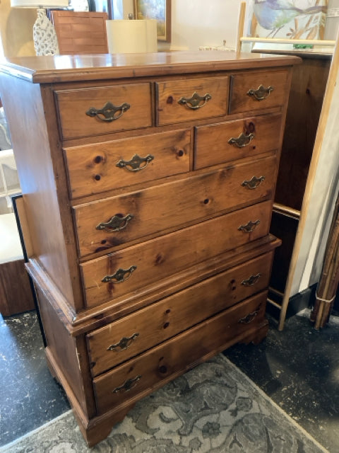 Vintage Wood 9 Drawer Brown Dresser/Chest