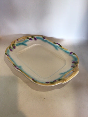 Williams-Sonoma White/Purple Ceramic Asparagus Platter