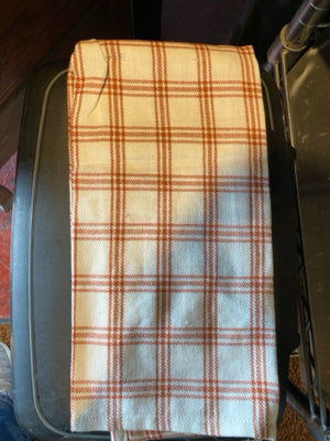 Cream/Brown Cotton Pumpkin Checkered Dish Towel