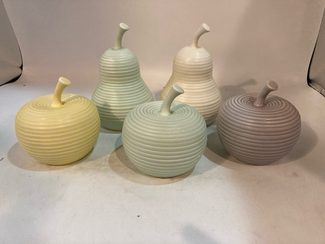 5 piece set Multi Ceramic Apple Glass