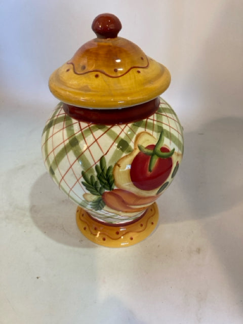 Yellow/Red Cereal Vegetables Cookie Jar