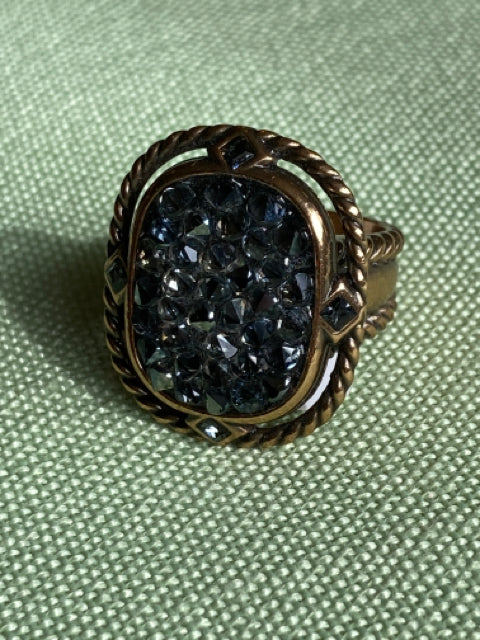 Gold/Black Pave Rhinestone Ring