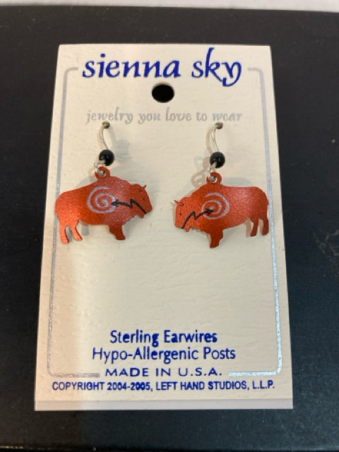 Sterling Silver Red Bull Earrings