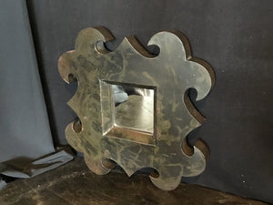 Hanging Tarnished Metal Scalloped Mirror