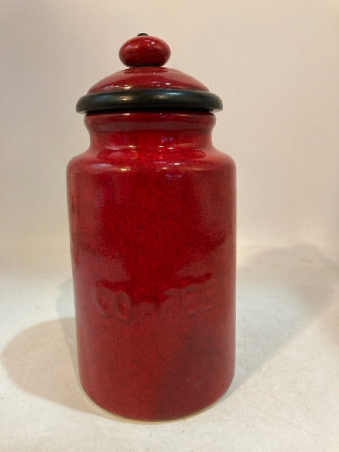 Red Ceramic Coffee Canister
