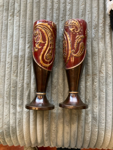 Pair Brown/Red Candle Holders