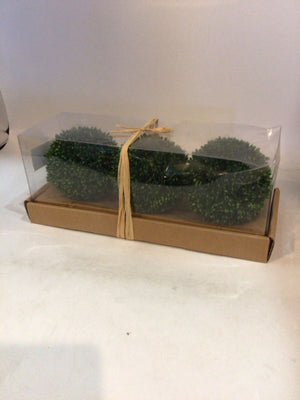 Boxed Green Orbs Set of 3 Faux Plant
