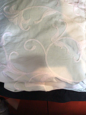 Full/Queen Light Blue Cotton Blend Embroidered Fabric Comforter Set