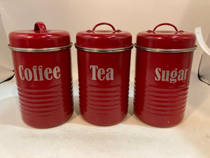 Typhoon Red Metal Set of 3 Canister Set