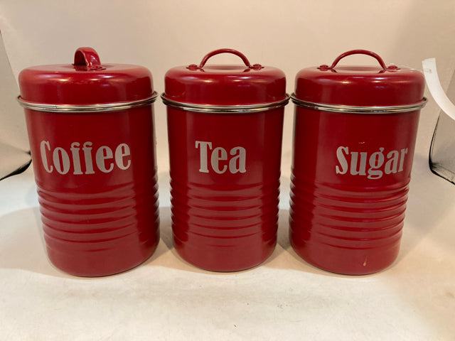 Typhoon Red Metal Set of 3 Canister Set