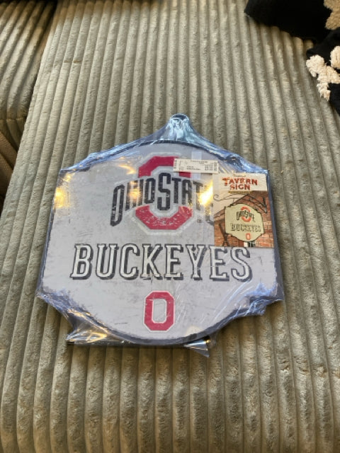Hanging Gray/Red Metal Ohio State Sign