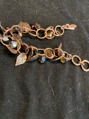 Handmade Bracelet Iridescent Copper Leaves Jewelry